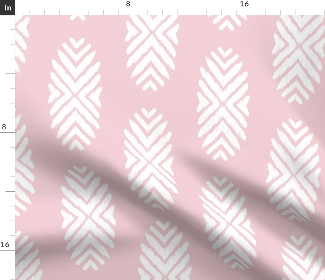 tribal ikat fashion pink and white inverse - fabric 18" repeat