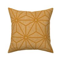 15 Geometric Stars- Japanese Hemp Leaves- Asanoha- Linen Texture on Desert Sun Gold Mustard Background- Petal Solids Coordinate- Large