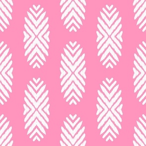 tribal ikat hot pink and white - fabric 18" repeat