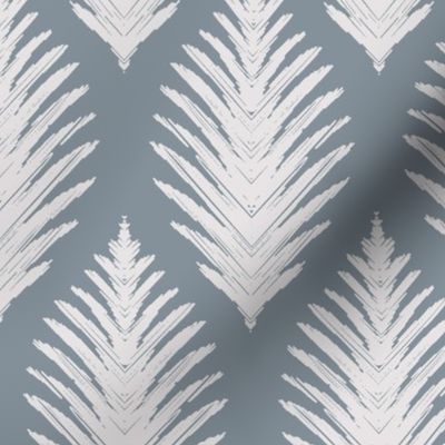 Stag leaf ikat in french blue and silver - 18" fabric repeat