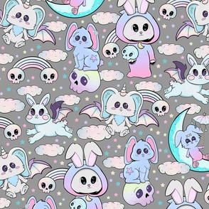 Pastel bunnies grey large