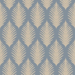 Sharo leaf ikat french blue and beige - 18" fabric repeat