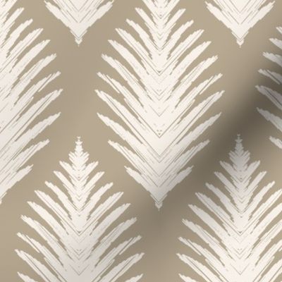 sharo leaf ikat khaki and ivory - fabric 18" repeat