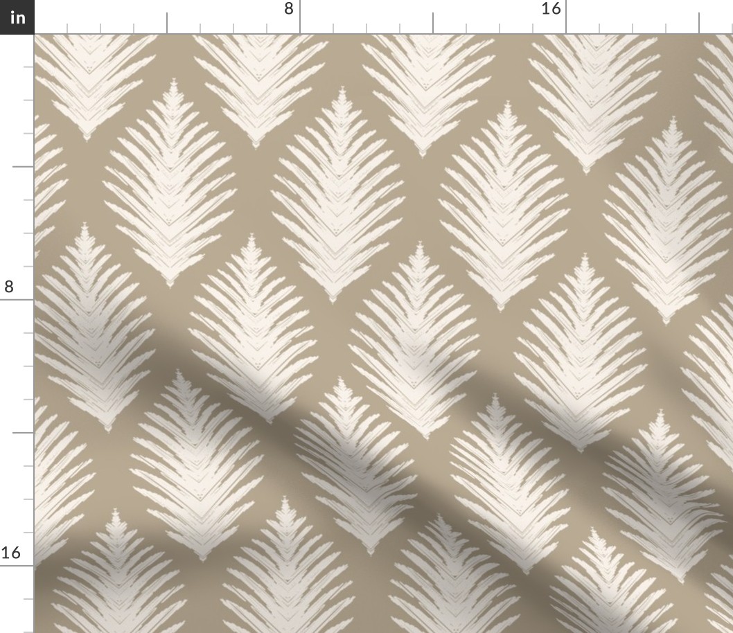 sharo leaf ikat khaki and ivory - fabric 18" repeat