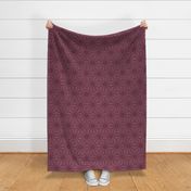 16 Geometric Stars- Japanese Hemp Leaves- Asanoha- Linen Texture on Wine- Burgundy Red Background- Petal Solids Coordinate- Large