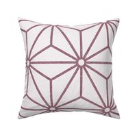 16 Geometric Stars- Japanese Hemp Leaves- Asanoha- Pastel Wine- Burgundy Red on Off White Background- Petal Solids Coordinate- Extra Large