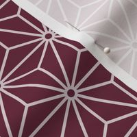 16 Geometric Stars- Japanese Hemp Leaves- Asanoha- White on Wine- Burgundy Red Background- Petal Solids Coordinate- Small