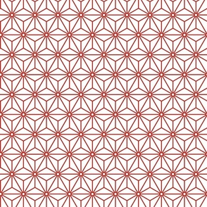 17 Geometric Stars- Japanese Hemp Leaves- Asanoha- Poppy Red on White Background- Petal Solids Coordinate- Small