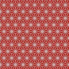 17 Geometric Stars- Japanese Hemp Leaves- Asanoha- White on Poppy Red Background- Petal Solids Coordinate- Small