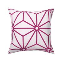 18 Geometric Stars- Japanese Hemp Leaves- Asanoha- Bubble Gum Bright Pink on Off White Background- Petal Solids Coordinate- Extra Large