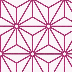 18 Geometric Stars- Japanese Hemp Leaves- Asanoha- Bubble Gum Bright Pink on Off White Background- Petal Solids Coordinate- Extra Large