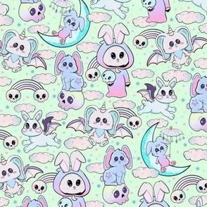 Pastel bunnies green small 