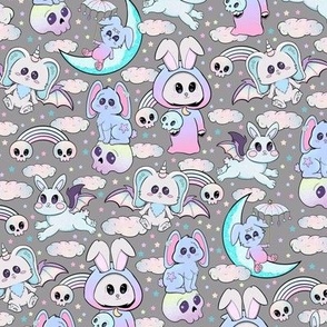 Pastel bunnies grey small