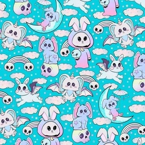 Pastel bunnies teal small 