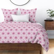 18 Geometric Stars- Japanese Hemp Leaves- Asanoha- Bubble Gum Bright Pink on Off White Background- Petal Solids Coordinate- Large