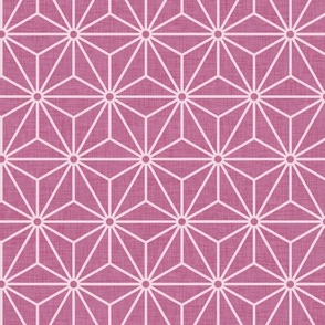 18 Geometric Stars- Japanese Hemp Leaves- Asanoha- Bubble Gum Bright Pink- Petal Solids Coordinate- Medium