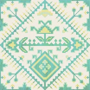 Large - Cross Stitch Emerald Tile