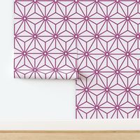 19 Geometric Stars- Japanese Hemp Leaves- Asanoha- Berry Pink on Off White Background- Petal Solids Coordinate- Extra Large