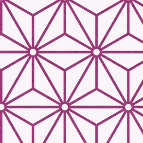 19 Geometric Stars- Japanese Hemp Leaves- Asanoha- Berry Pink on Off White Background- Petal Solids Coordinate- Extra Large