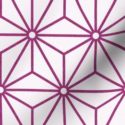 19 Geometric Stars- Japanese Hemp Leaves- Asanoha- Berry Pink on Off White Background- Petal Solids Coordinate- Medium