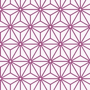 19 Geometric Stars- Japanese Hemp Leaves- Asanoha- Berry Pink on Off White Background- Petal Solids Coordinate- Medium