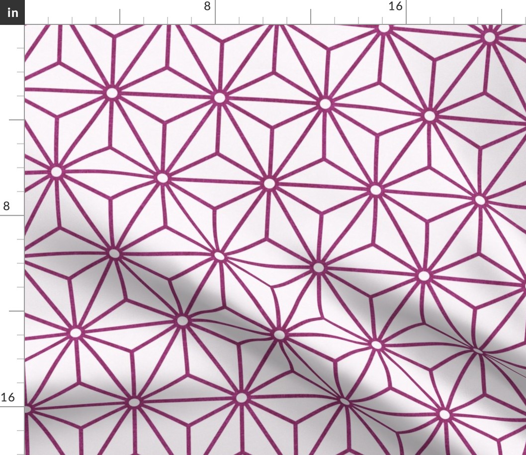 19 Geometric Stars- Japanese Hemp Leaves- Asanoha- Berry Pink on Off White Background- Petal Solids Coordinate- Medium