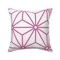 20 Geometric Stars- Japanese Hemp Leaves- Asanoha- Peony Bright Pink on Off White Background- Petal Solids Coordinate- Extra Large