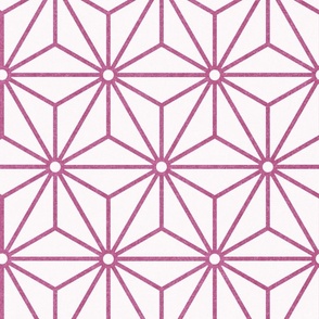 20 Geometric Stars- Japanese Hemp Leaves- Asanoha- Peony Bright Pink on Off White Background- Petal Solids Coordinate- Large