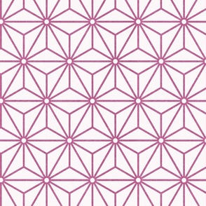 20 Geometric Stars- Japanese Hemp Leaves- Asanoha- Peony Bright Pink on Off White Background- Petal Solids Coordinate- Medium