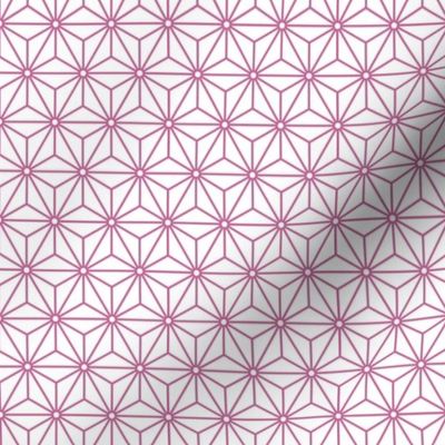 20 Geometric Stars- Japanese Hemp Leaves- Asanoha- Peony Bright Pink on Off White Background- Petal Solids Coordinate- sMini