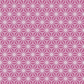 20 Geometric Stars- Japanese Hemp Leaves- Asanoha- White on Peony Pink Background- Petal Solids Coordinate- Small