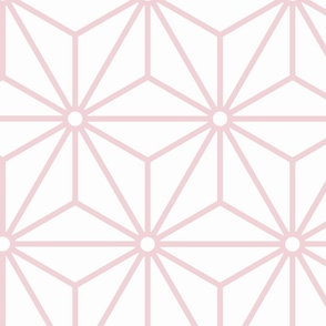 21 Geometric Stars- Japanese Hemp Leaves- Asanoha- Cotton Candy Pastel Pink on Off White Background- Petal Solids Coordinate- Extra Large