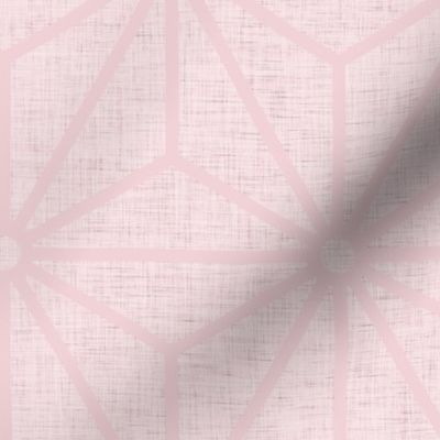 21 Geometric Stars- Japanese Hemp Leaves- Asanoha- Linen Texture on Cotton Candy Pastel Pink Background- Petal Solids Coordinate- Large