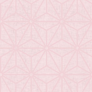 21 Geometric Stars- Japanese Hemp Leaves- Asanoha- Linen Texture on Cotton Candy Pastel Pink Background- Petal Solids Coordinate- Large