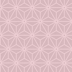 21 Geometric Stars- Japanese Hemp Leaves- Asanoha- Linen Texture on Cotton Candy Pastel Pink Background- Petal Solids Coordinate- Medium