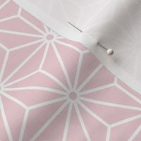 21 Geometric Stars- Japanese Hemp Leaves- Asanoha- White on Cotton Candy Pastel Pink Background- Petal Solids Coordinate- Small