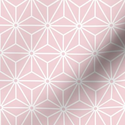 21 Geometric Stars- Japanese Hemp Leaves- Asanoha- White on Cotton Candy Pastel Pink Background- Petal Solids Coordinate- Small