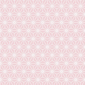 21 Geometric Stars- Japanese Hemp Leaves- Asanoha- White on Cotton Candy Pastel Pink Background- Petal Solids Coordinate- Small