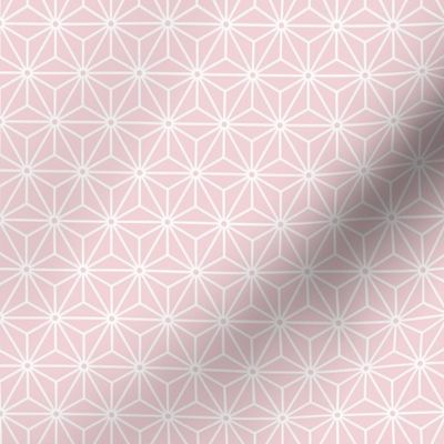 21 Geometric Stars- Japanese Hemp Leaves- Asanoha- White on Cotton Candy Pastel Pink Background- Petal Solids Coordinate- sMini