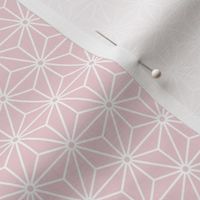 21 Geometric Stars- Japanese Hemp Leaves- Asanoha- White on Cotton Candy Pastel Pink Background- Petal Solids Coordinate- sMini