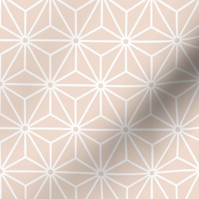 22 Geometric Stars- Japanese Hemp Leaves- Asanoha- White on Blush Beige Background- Petal Solids Coordinate- Small