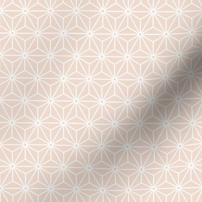 22 Geometric Stars- Japanese Hemp Leaves- Asanoha- White on Blush Beige Background- Petal Solids Coordinate- sMini