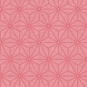 23 Geometric Stars- Japanese Hemp Leaves- Asanoha- Linen Texture on Watermelon Background- Petal Solids Coordinate- Medium