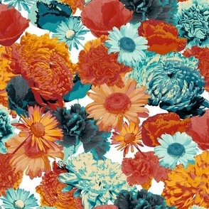 Fire and Ice Florals - White