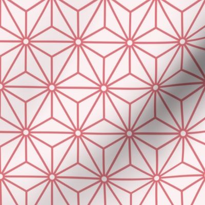 23 Geometric Stars- Japanese Hemp Leaves- Asanoha- Watermelon Coral on Off White Background- Petal Solids Coordinate- Small