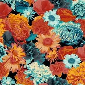 Fire and Ice Florals - Black