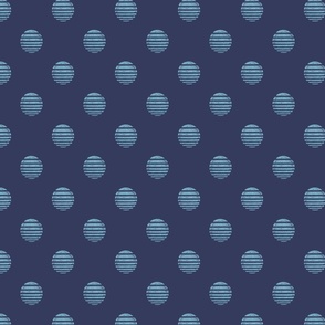 Simple striped polka dot pattern - blue on navy