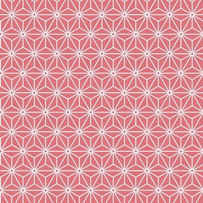 23 Geometric Stars- Japanese Hemp Leaves- Asanoha- White on Watermelon Background- Petal Solids Coordinate- Small