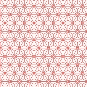 24 Geometric Stars- Japanese Hemp Leaves- Asanoha- Coral on Off White Background- Petal Solids Coordinate- Small