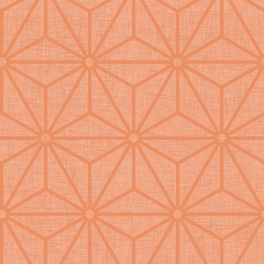 25 Geometric Stars- Japanese Hemp Leaves- Asanoha- Linen Texture on Peach- Soft Orange Background- Petal Solids Coordinate- Large